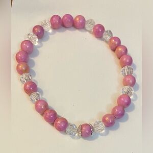 NEW Pink Gold Jade & Swarovski crystals bracelet